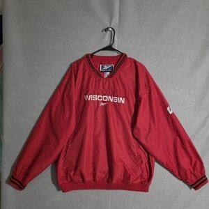 VTG Reebok Mens Wisconsin Badgers Embroidered Windbreaker Size Large